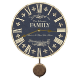 French Country Blue Family Name Pendulum Clock
