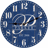 Blue Monogram Clock