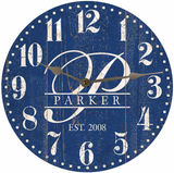 Blue Monogram Clock