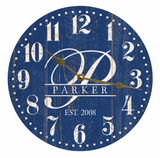 Blue Monogram Clock