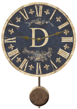 Custom Monogram Pendulum Clock - Gold Hands