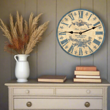 Rustic Light Blue Toile Clock - 5