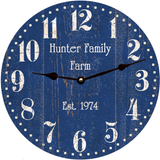 Personalized Blue Farmhouse Wall Clock - Black Hands