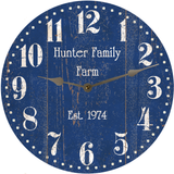 Personalized Blue Farmhouse Wall Clock - Silver Hands