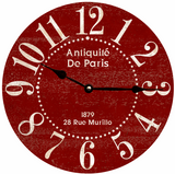 Antiquite de Paris Clock- Red Farmhouse Clock