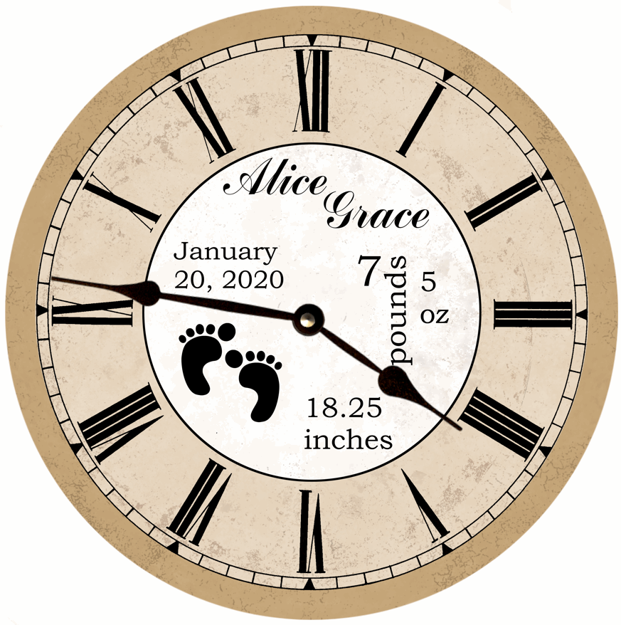 Baby Announcement Clock Newborn Baby Clock Time Flies Clocks
