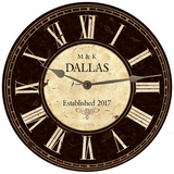 Customized Black Wedding Clock Silver Hands
