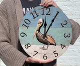 Pelican Beach Clock- Beach Themed Wall Clock