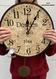 Rustic Family Name Pendulum Clock