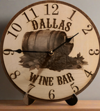 wooden wine bar clock
