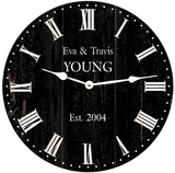 Customizable Rustic Black Wedding Clock