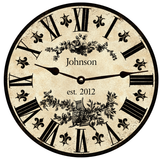 Personalized Clock- Personalized Fleur De Lis Clock with Black Hands
