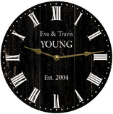 Customizable Rustic Black Wedding Clock