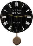 Customizable Rustic Black Wedding Pendulum Clock