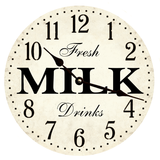 Unique Milk Clock with black hands