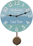 No Worries We're On Lake Time Pendulum Wall Clock