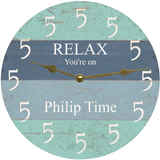Personalized Five O' Clock Somewhere Beach Clock gold hands
