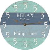 Personalized Five O' Clock Somewhere Beach Clock silver hands