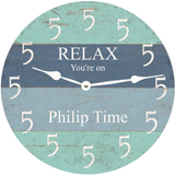 Personalized Five O' Clock Somewhere Beach Clock white hands