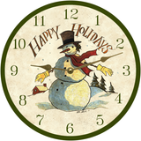 Snowman Clock Gold Hands