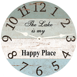 The Lake Is My Happy Place Clock white hands