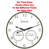 Large Time zone Clock- 3 Time zone Personalized Wall Clock-Oversized