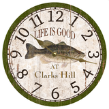 Personalized Bass Fishing Clock Gold Hands