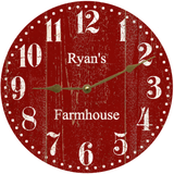 Personalized Deep Red Clock- Deep Red Wall Clock