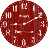Personalized Deep Red Clock- Deep Red Wall Clock