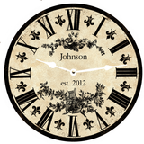 Personalized Clock- Personalized Fleur De Lis Clock with White Hands