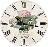 Hydrangea Clock with Black Hands