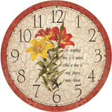 Lily Clock with Inspirational Religious Quote - gold hands