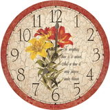 Lily Clock with Inspirational Religious Quote - silver hands