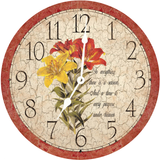 Lily Clock with Inspirational Religious Quote - white hands