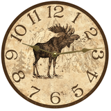 Rustic Moose Clock with Gold Hands