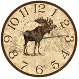 Rustic Moose Clock with Silver Hands