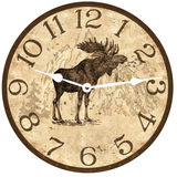 Rustic Moose Clock with White Hands