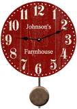 Personalized Deep Red Clock- Deep Red Wall Clock