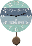 Personalized Coastal Clock Featuring Your Vacation Location - Pendulum Clock