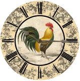Rooster Toile Clock
