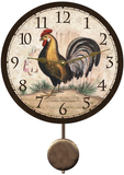 Rustic Rooster Wall Clock Pendulum Wall Clock