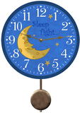 Personalized Blue Baby Clock – Moon and Stars Nursery Décor- Pendulum Clock