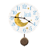 White Baby Clock with Moon and Custom Name Pendulum Clock