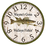 Personalized Walleye Clock with Gold Hands