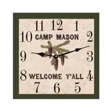 Square Pinecone Clock with black hands