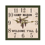 Square Pinecone Clock with gold hands