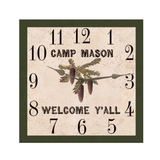 Square Pinecone Clock with silver hands