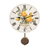 Romantic Yellow Rose Pendulum Clock – Elegant Floral Wall Décor