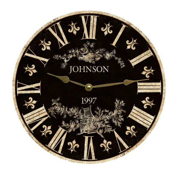 Personalized Black Toile Wall Clock