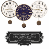 Black Farmhouse Wall Clock - Pendulum Options